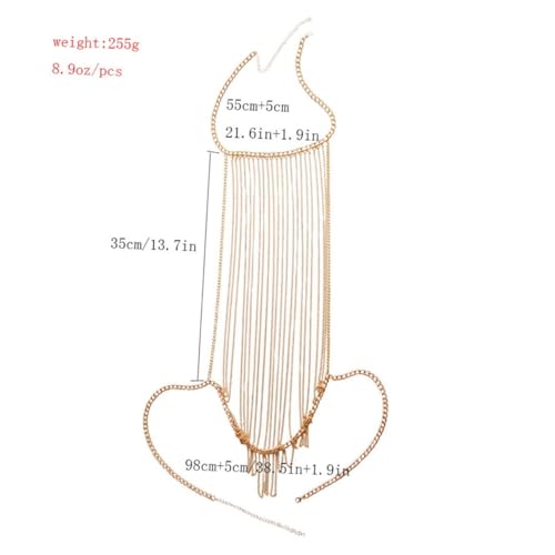 ROMISBABA Mehrlagige Tassel Body Chain Damen Schmuck Modische Auffällige Körperkette aus Hochwertigem Metall Langlebig Elegant für Abend Party Hochzeit und Alltag Geeignet von ROMISBABA