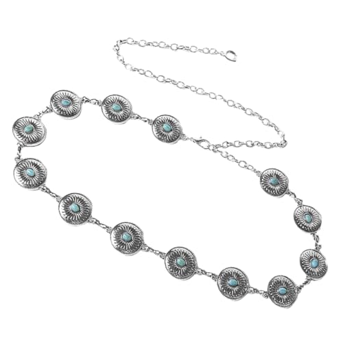 ROMISBABA Metall Taillenkette Damen Verstellbar mit Agat und Rundem Metallverschluss Eleganter Hüftgürtel als Body Schmuck für Kleider und Freizeit von ROMISBABA
