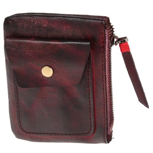 ROMISBABA Mini Münzbörse aus pflanzlich gegerbtem Material Kleines Vintage Portemonnaie mit Reißverschluss Praktischer Münzorganizer für Damen und Herren Vielseitige Geldbörse für Reisen von ROMISBABA
