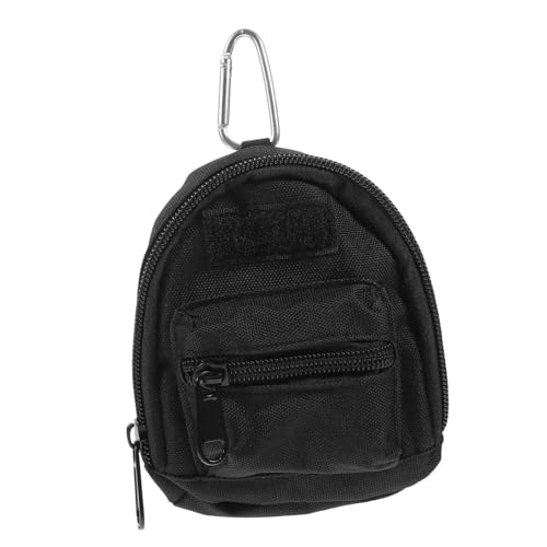 ROMISBABA Mini Ohrhörertasche Klein mit Schlüsselanhänger Karabiner Kompakte Münzbörse Damen Leichtes Vielseitiges Etui für Outdoor Reisen Karten und Kleingeld Modisch Schwarz von ROMISBABA