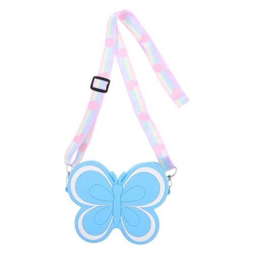ROMISBABA Mini Umhängetasche Mädchen Schmetterlingsform aus Silikon Kleine Münzbörse Crossbody Bag Niedliche Kompakte Schultertasche für Kleinkinder Modisches Accessoire in Himmelblau von ROMISBABA
