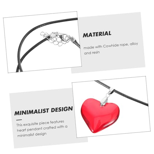 ROMISBABA Minimalistische Herzform Halskette Damen Rotes Lederband Schmuck Anhänger Stilvoll Einfach Alltag von ROMISBABA