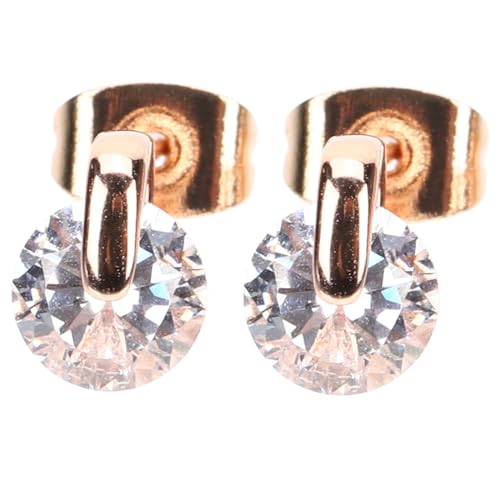 ROMISBABA Minimalistische Ohrstecker Damen Kompakte Leichte Metall Ohrstuds Hypoallergene Ohrringe für Mädchen Vielseitig Kombinierbarer Schmuck in Roségold von ROMISBABA