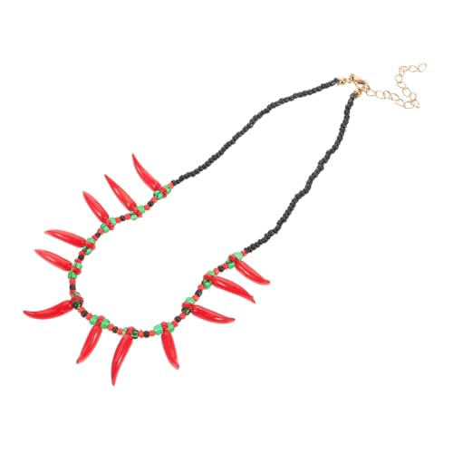 ROMISBABA Moderne Kleine Chili Pfeffer Halskette aus Mehrfarbigen Perlen Modischer Perlen Choker für Damen Trendiger Roter Hals und Schlüsselbeinschmuck Vielseitiger Modeschmuck Boho Stil von ROMISBABA