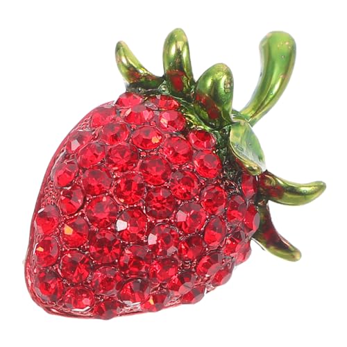 ROMISBABA Modische Erdbeer brosche Damen Anstecknadel mit Funkelnden Strasssteinen Sicherer Verschluss Leichter Metallpin Vielseitiges Schmuckaccessoire für Jacken Taschen Besondere Anlässe von ROMISBABA