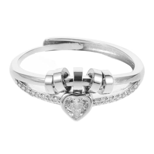 ROMISBABA Herz-strassring Für Damen Verstellbarer Strassring Als Jubiläumsring Oder Muttertagsgeschenk Fingerschmuck Mit Hochzeitsschmuck-optik Offener Verstellbarer Ring Für Frauen von ROMISBABA