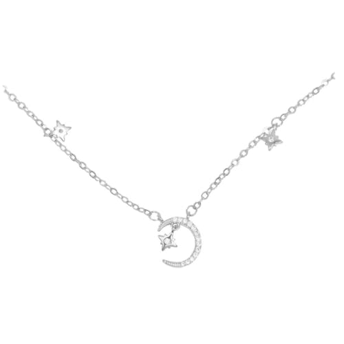 ROMISBABA Mond Und Stern Halskette Modische Clavicle Kette Für Damen Eleganter Silber-look Für Hochzeiten Partys Geburtstage Und Täglichen Gebrauch von ROMISBABA