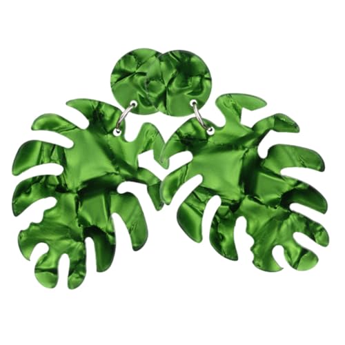 ROMISBABA Monstera Ohrringe Grün Dangle Ohrstecker für Teen Mädchen Modischer Schmuck Leicht und Langlebig für Party Alltag von ROMISBABA