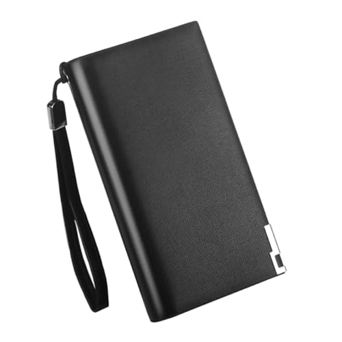 ROMISBABA Multifunktionale Herren geldbörse Lang mit Reißverschluss Große Kapazität Sicherer Stauraum für Karten Bargeld und Dokumente Eleganter Schwarzer Clutch für Alltag und Besondere von ROMISBABA