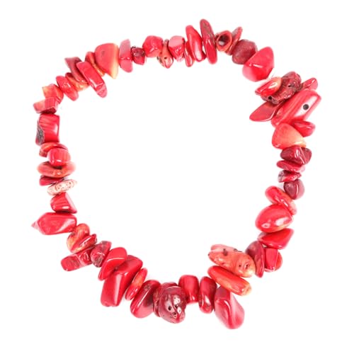 ROMISBABA Natürliche Kristallstein Armband Damen Modisch Flexibel Verstellbar Roter Korallen Schmuck Handgelenk Schmuck Ornament Elegant Alltag Festival von ROMISBABA