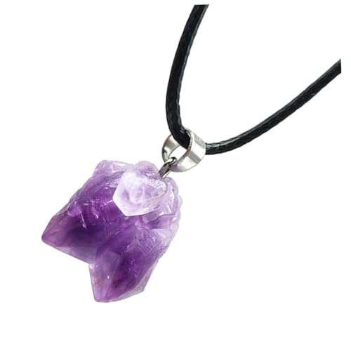 ROMISBABA Natürlicher Amethyst Anhänger Halskette mit Unregelmäßigem Rohstein Modisches Accessoire für Damen Handgefertigtes Schmuckstück und Auffällig für Alltag und Party von ROMISBABA