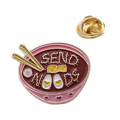 ROMISBABA Niedliche Cartoon Ramen Brosche aus Emaille Vielseitige Nudel und Schalen Anstecknadel aus Langlebiger Legierung Modisches Accessoire für Rucksäcke Kleidung und Taschen von ROMISBABA