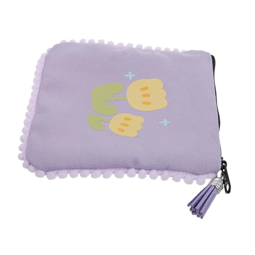 ROMISBABA Cute Purse Mit Tassel Kleiner Canvas Reißverschluss Geldbeutel Für Frauen Und Mädchen Tragbarer Münzbeutel Sanftem Violett Für Alltag von ROMISBABA