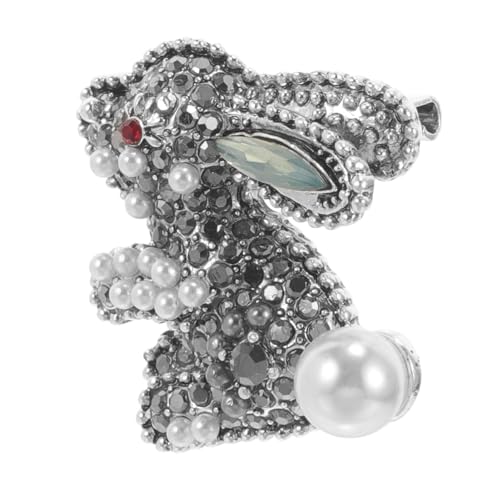 ROMISBABA Niedliche Kaninchen brosche mit Perlen und Strass Legierungs anstecknadel für Kleid Jacke Tasche Eleganter Schmuck für Damen und Mädchen Vielseitiges Accessoire für Hochzeit Party von ROMISBABA