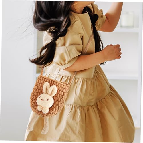 ROMISBABA Niedliche Mädchen Umhängetasche Kaninchen Motiv Handgefertigte Wollgewebte Hasentasche aus Polyester Kleine Crossbody Tasche für Münzen Schlüssel und Karten für Shopping und von ROMISBABA
