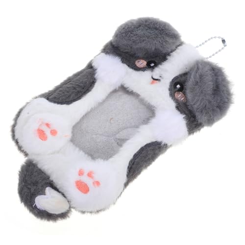 ROMISBABA Niedlicher Plüsch Tier Ausweishalter Schlüsselanhänger Multifunktionale Fotokartenhülle für Id Kreditkarten und Fotos Schutzhülle für Buskarten im Tierischen Design von ROMISBABA