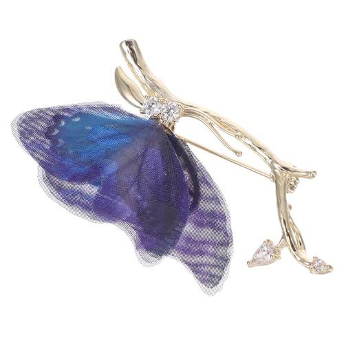 ROMISBABA Organza Schmetterling Brosche mit Farbigen Strasssteinen Leichte Statement Anstecknadel aus Seide und Kupfer Elegante Hochzeitsbrosche für Brautjungfern Festliche Schmuckverzierung von ROMISBABA