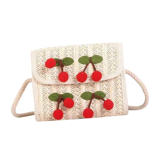 ROMISBABA PU Crossbody Bag Damen mit Kirschen Kleine Clutch Umhängetasche Rosa Vielseitige Handtasche für Alltag Reisen und Shopping Schultertasche für Frauen und Mädchen von ROMISBABA