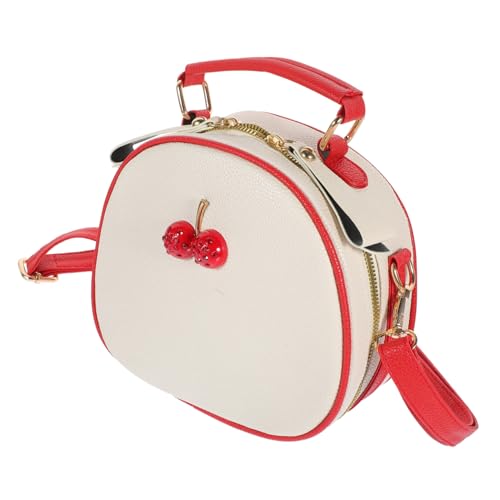 ROMISBABA PU Umhängetasche Damen Kirsche Beige Rot Langlebige Crossbody Bag mit Verstellbarem Riemen Schultertasche für Teenager und Alltag Sommerliche Leichte Handtasche von ROMISBABA