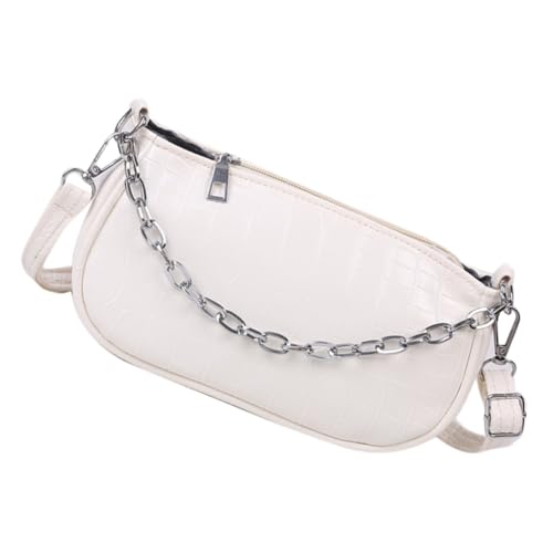 ROMISBABA PU Vintage Crossbody Bag Damen Umhängetasche Verstellbarer Schulterriemen Moderate Kapazität Alltagstasche Stilvolle Handtasche Weiß von ROMISBABA