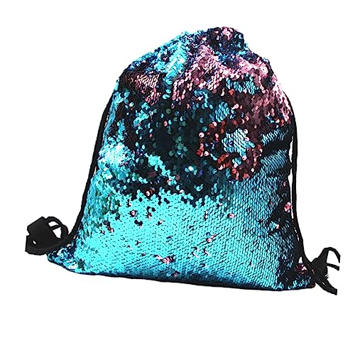 ROMISBABA Reversible Kordelzug Rucksack Polyester mit Pailletten für Damen und Mädchen Blau und Hellrosa für Schmuck Kosmetik und Robuster Langlebiger Aufbewahrungsbeutel für Freizeit und Einkaufen von ROMISBABA