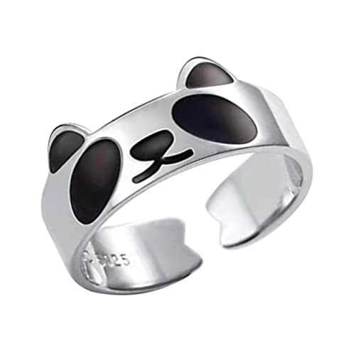 ROMISBABA Panda Form Offener Ring für Frauen Verstellbarer Personalisierter Ring Hochwertigem Material Eleganter Fingerschmuck von ROMISBABA