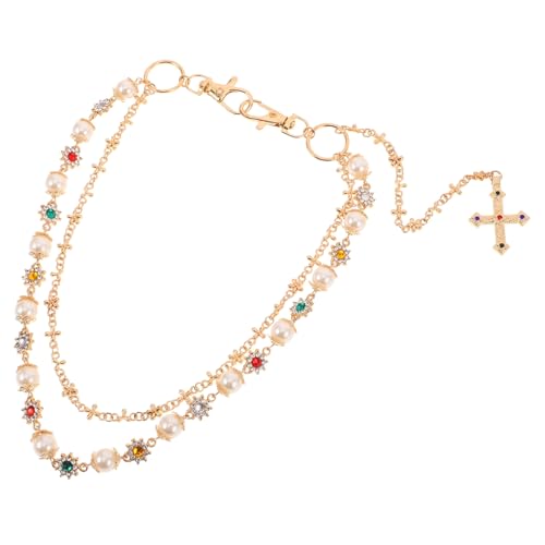 ROMISBABA Pants Chain Herren Waist Jewelry mit Cross Anhänger und Perlen Leichte Trendige Gürtelkette für Jeans und Lässige Sommer Outfits Modisches Accessoire für Hip Hop Streetwear und von ROMISBABA