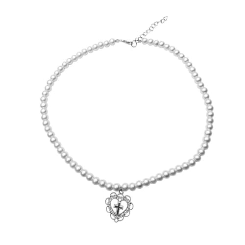ROMISBABA Pearl Herz Anhänger Halskette Damen Silber Kette Hollow Clavicle Schmuck für Mädchen Elegant und Modisch für Alltag und Party von ROMISBABA