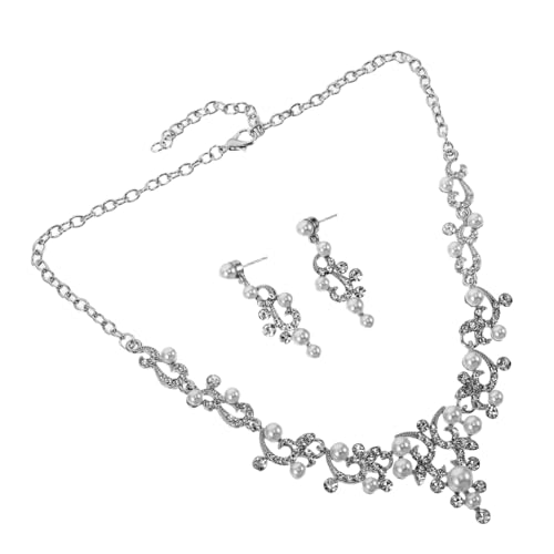 ROMISBABA Perlen Brautschmuck Set mit Strahlendem Strass Schmuck Elegantes Halskette und Ohrringe Set für Hochzeit Brautkleid und Festliche Anlässe Modisches Schmuckset für Damen von ROMISBABA