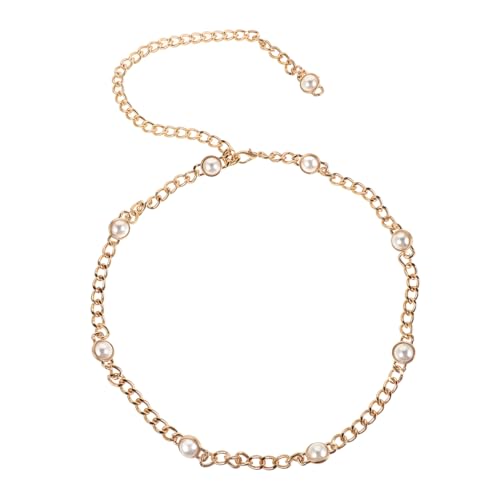 ROMISBABA Perlen Taillenkette Damen Einstellbarer Metallgürtel Bauchschmuck Elegant Minimalistisch Süßer Körperschmuck Für Party Hochzeit Strand von ROMISBABA