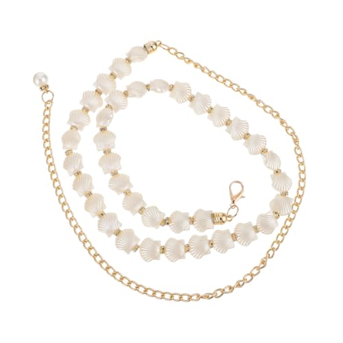 ROMISBABA Perlen taillenkette Damen Weißer Muschel gürtel Leichtes Sicheres Accessoire für Kleider Modischer Hüftschmuck Stilvoller Damengürtel für Alltag Party und Shopping von ROMISBABA