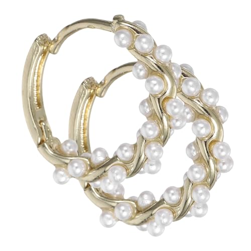 ROMISBABA Perlenohrringe Für Damen Mit Perlencreolen Goldene Creolen Für Damen Perlenohrringe Mit Rankenverzierung Elegant Und Natürlich von ROMISBABA