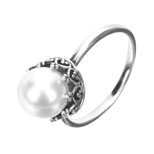 ROMISBABA Perlenring Damen Weißer Perlen Schmuck Modischer Statement Ring Verstellbar Elegant Geburtstagsgeschenk Hochzeit Valentinstag Accessoire von ROMISBABA