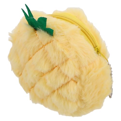 ROMISBABA Ananas Plüsch Geldbeutel Klein Soft Münztasche Süß Cartoon Anhänger Tasche Zum Aufhängen Schlüsselanhänger Beutel Ausgestopft Ring Kette von ROMISBABA