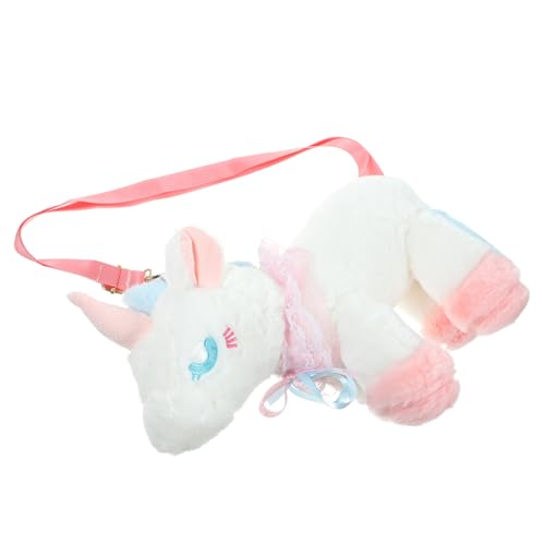 ROMISBABA Plüsch Einhorn Crossbody Tasche für Mädchen Niedliche Mini Schultertasche mit Cartoon Design Weiches Material für Shopping Ausgehen und Fotos von ROMISBABA