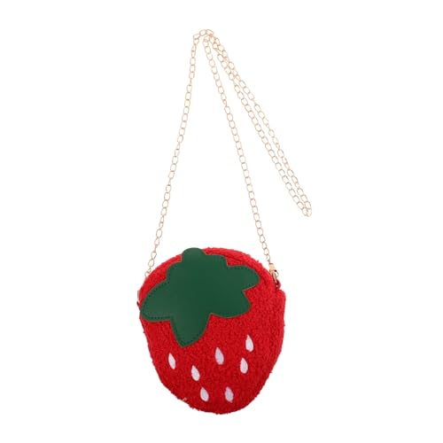 ROMISBABA Plüsch Erdbeer Umhängetasche Mädchen Kleine Crossbody Tasche Sanft Leicht Tragbar Modisch Cartoon Design Für Ausweistasche von ROMISBABA