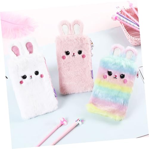 ROMISBABA Plüsch Federmäppchen Weiß mit Hasenohren Multifunktionale Stifttasche für Schule und Büro Waschbar und Robust Großes Federmäppchen für Mädchen Kosmetiktasche und Münzbeutel von ROMISBABA
