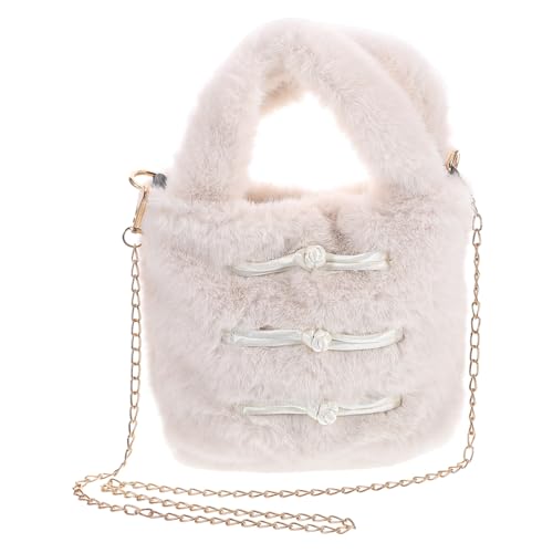 ROMISBABA Plüsch Handtasche Damen Furry Tote Bag mit Kette Weiche Kunstpelz Umhängetasche Kleine Winter Tasche Stylischer Neuer Chinesischer Stil Vielseitig Tragbar als Schulter Handtasche von ROMISBABA