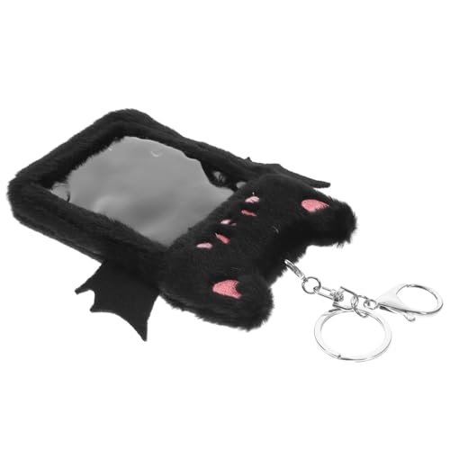 ROMISBABA Plüsch Kartenhalter mit Teufelsflügel Motiv Sichtbare Hülle für Ausweiskarten Bankkarten und Postkarten Multifunktionaler für Schüler und Sammler Weiche Schutzhülle Schwarz von ROMISBABA