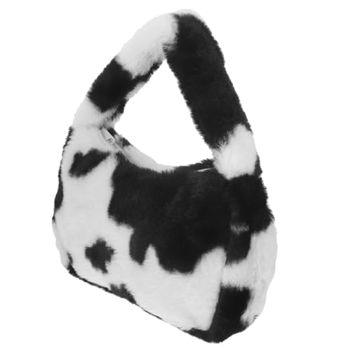 ROMISBABA Plüsch Schultertasche Damen Handtasche aus Weichem Material mit Reißverschluss Modische Umhängetasche für Herbst Winter Kompakte Unterarmtasche für Handy und Zufällige Farbe von ROMISBABA