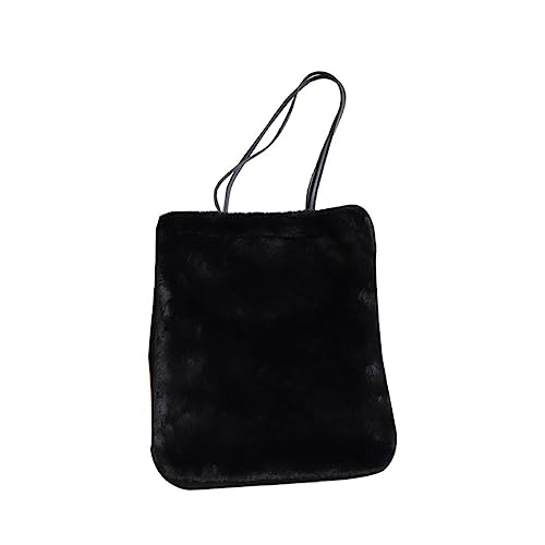 ROMISBABA Plüsch Schultertasche Damen Schwarz Weiche Crossbody Umhängetasche Große Kapazität Tote Bag Langlebig und Tragbar für Schule Reisen Shopping und Alltag von ROMISBABA