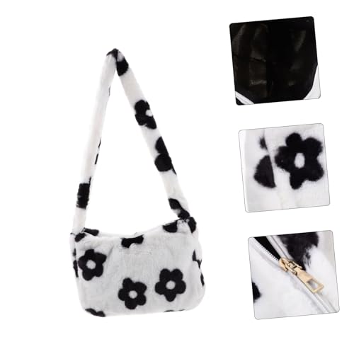 ROMISBABA Plüsch Schultertasche Damen mit Blumenmuster Weiche Umhängetasche Stylische Unterarmtasche für Alltag Praktisch und Vielseitig für Handy Kosmetik und Kleine Essentials von ROMISBABA