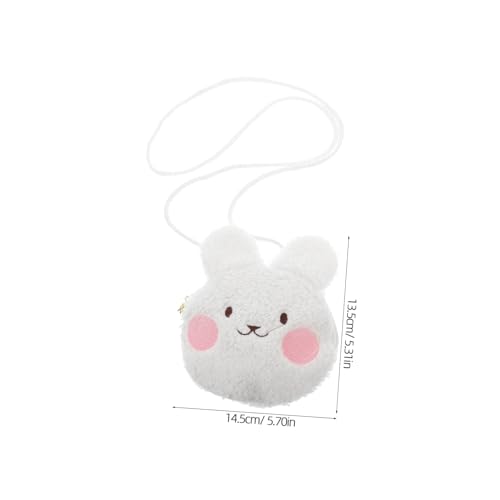 ROMISBABA Plüsch Umhängetasche Bunny für Mädchen Weiche Flauschige Kaninchen Geldbörse Leichte Cartoon Crossbody Handtasche Süße Münzbeutel Weiße Schultertasche von ROMISBABA