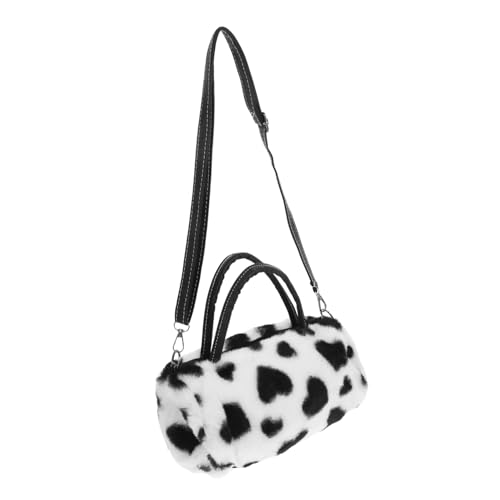 ROMISBABA Plüsch Umhängetasche Damen Kuhmuster Schultertasche Handtasche Vielseitig Großes Fassungsvermögen Casual Tote Bag für Arbeit Freizeit Party von ROMISBABA