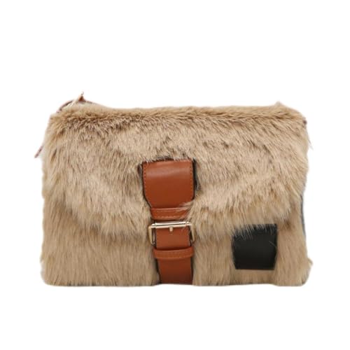 ROMISBABA Plüsch Umhängetasche Damen Schultertasche Großes Fassungsvermögen Leichtes PU Polyester Material Modische Storage Bag für Alltag Party Shopping Strand Khaki ROMISBABA Plüsch Umhängetasche Damen Schultertasche Großes Fassungsvermögen Leichtes PU Polyester Material Modische Storage Bag für Alltag Party Shopping Strand Khaki von ROMISBABA