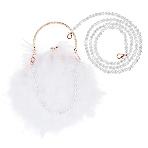 ROMISBABA Plüsch Umhängetasche Damen Weiß mit Perlenkette Weiche Single Shoulder Bag Crossbody Handtasche für Alltag Shopping Reisen Elegantes Design und Vielseitiger Stauraum von ROMISBABA