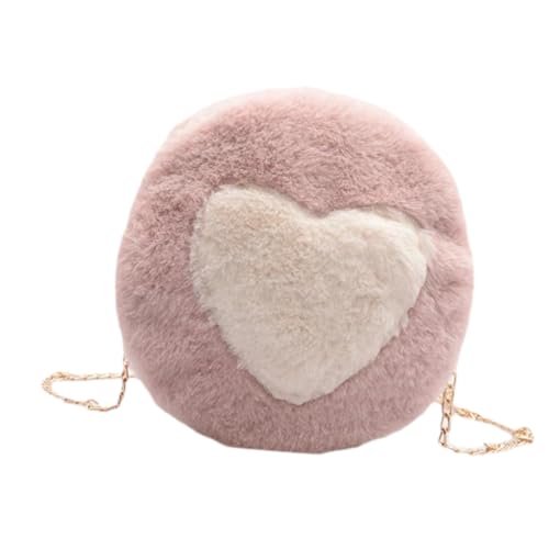 ROMISBABA Plüsch Umhängetasche Damen mit Herzmuster Kleine Kuscheltasche Vielseitige Schulter Crossbody bag Sanft und Langlebig Modisch für Alltag Party und Freizeit Rosa von ROMISBABA