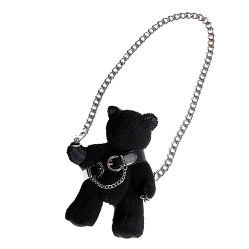 ROMISBABA Plüsch Umhängetasche Große Cartoon Bär Schultertasche mit Abnehmbarer Kette Weiche Kuscheltier Tasche Stylische Handtasche für Damen und Jugendliche von ROMISBABA