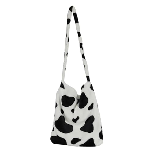 ROMISBABA Kuhmuster Tasche Mit Großem Fassungsvermögen Plüsch Einkaufstasche Umhängetasche Für Damen Handtasche Mit Kuh-textur Zum Ausgehen von ROMISBABA