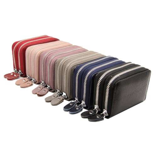 ROMISBABA Geldbörse Mit RFID Schutz Kredit-geldbörse Aus Echtleder Doppelreißverschluss Steckfächer Für Karten Münzfach Für Privatinformationen von ROMISBABA